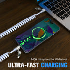 240W 4-in-1 Retractable Coiled Charging Cable